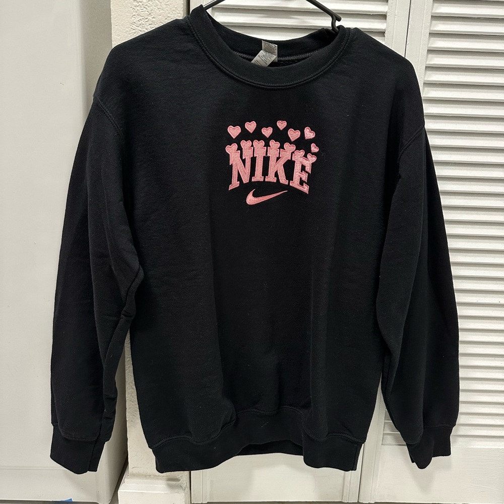 Nike Black Sweatshirt with Pink Hearts